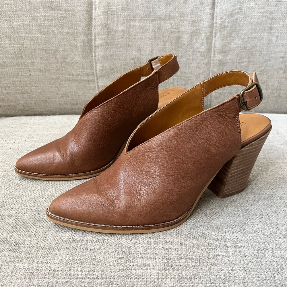 Lucky Brand Western Style Leather Sling backs. Size 7.5